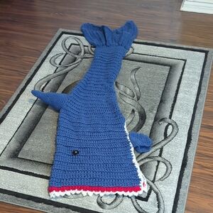 Blue Shark Crochet Blanket